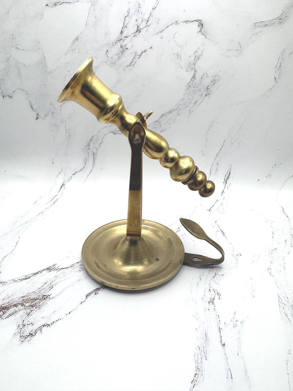 Vintage brass nautical gimbal pivoting taper candle holder